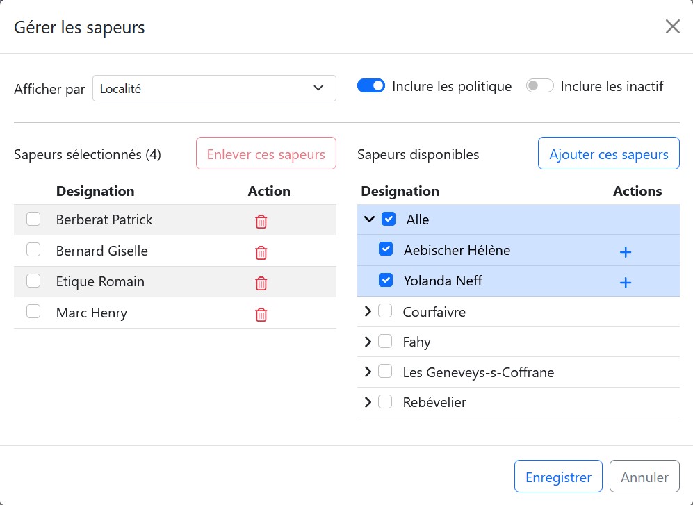 Fenêtre de sélection